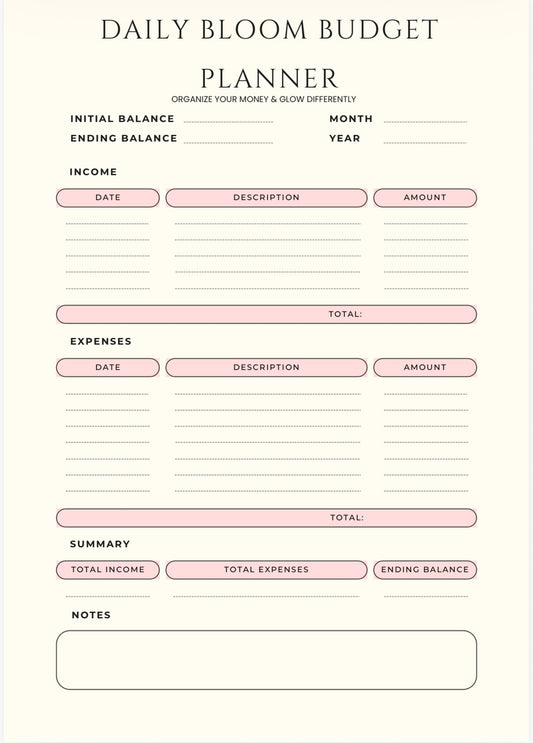 Daily Bloom Budget Planner