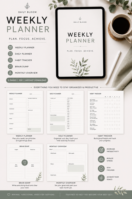 Minimal Productivity Planner PDF